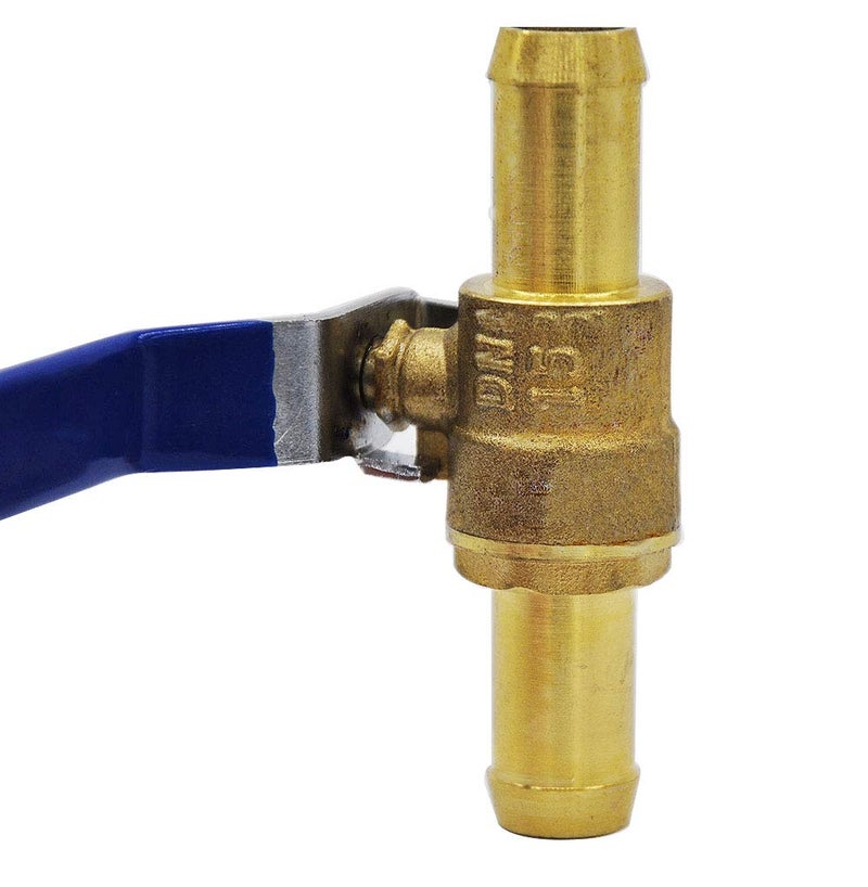 YOUHO 5/8 Hose Barb Straight Through Forged Brass Micro-Cut Ball Valve, heater hose shut off valve 5/8" Hose Barb x 5/8" Hose Barb, 180 Degree Operating Handle, Water, Oil, Gas, Fuel line Fittings - Image 2